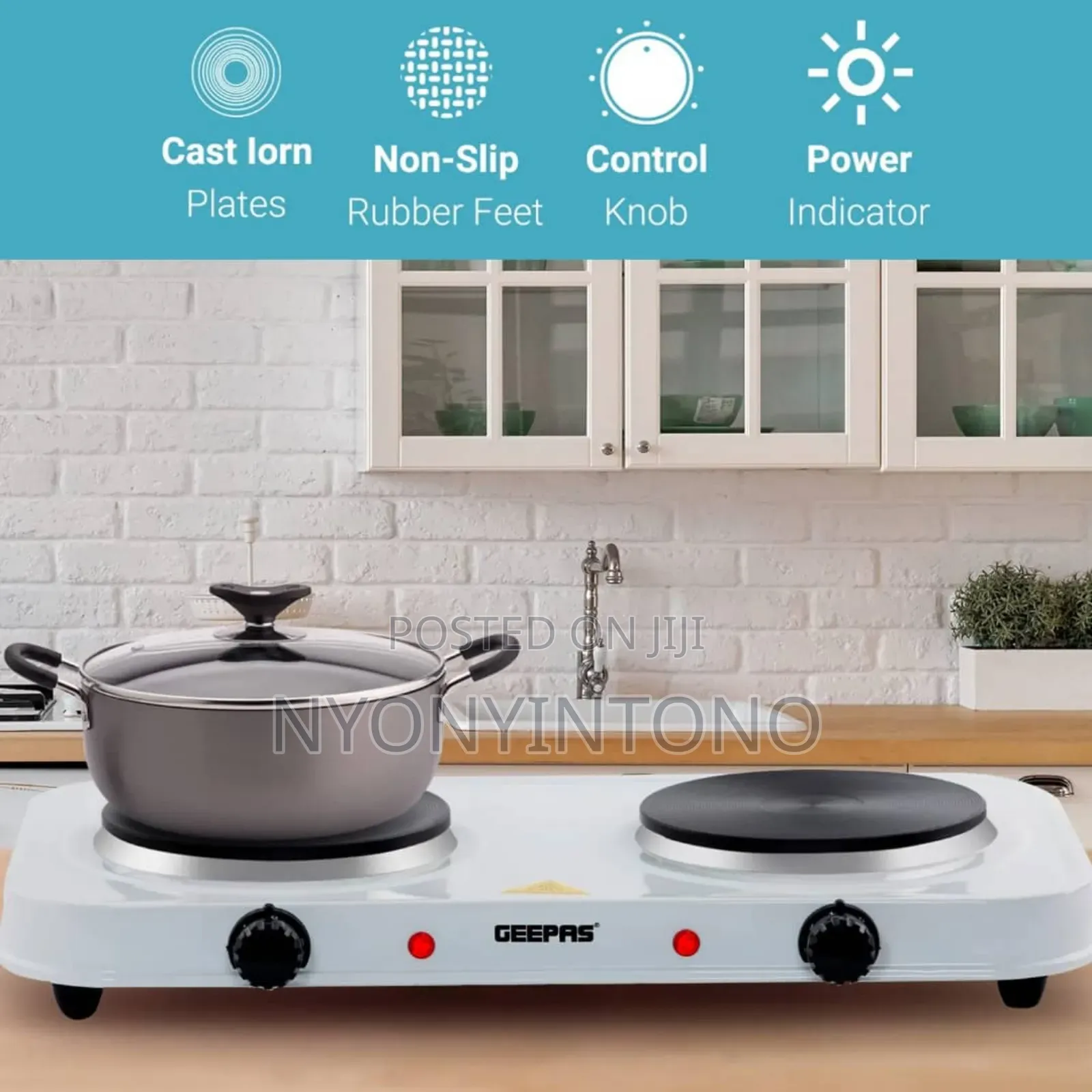 Geepas High Quality Double Hot Plate 2yrs Warranty