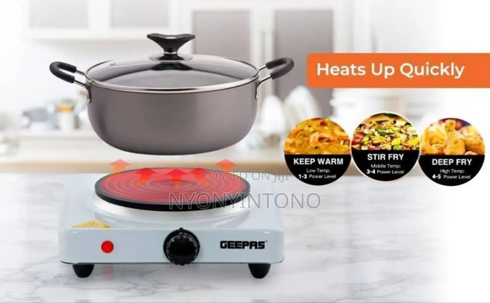 Geepas Single Solid High-Quality Hotplate