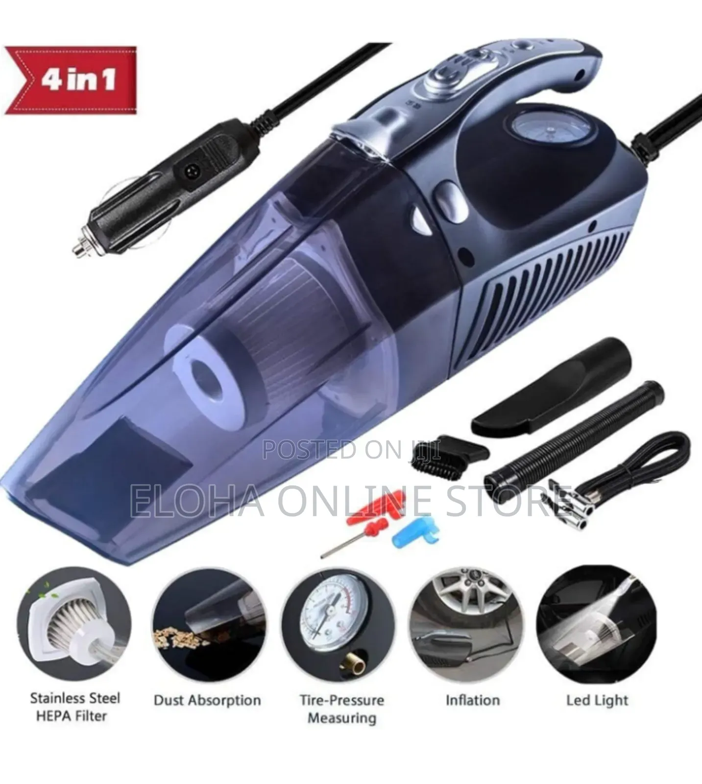 4in1 Multifunctional Car Vacuum Cleaner With Air Compressor,