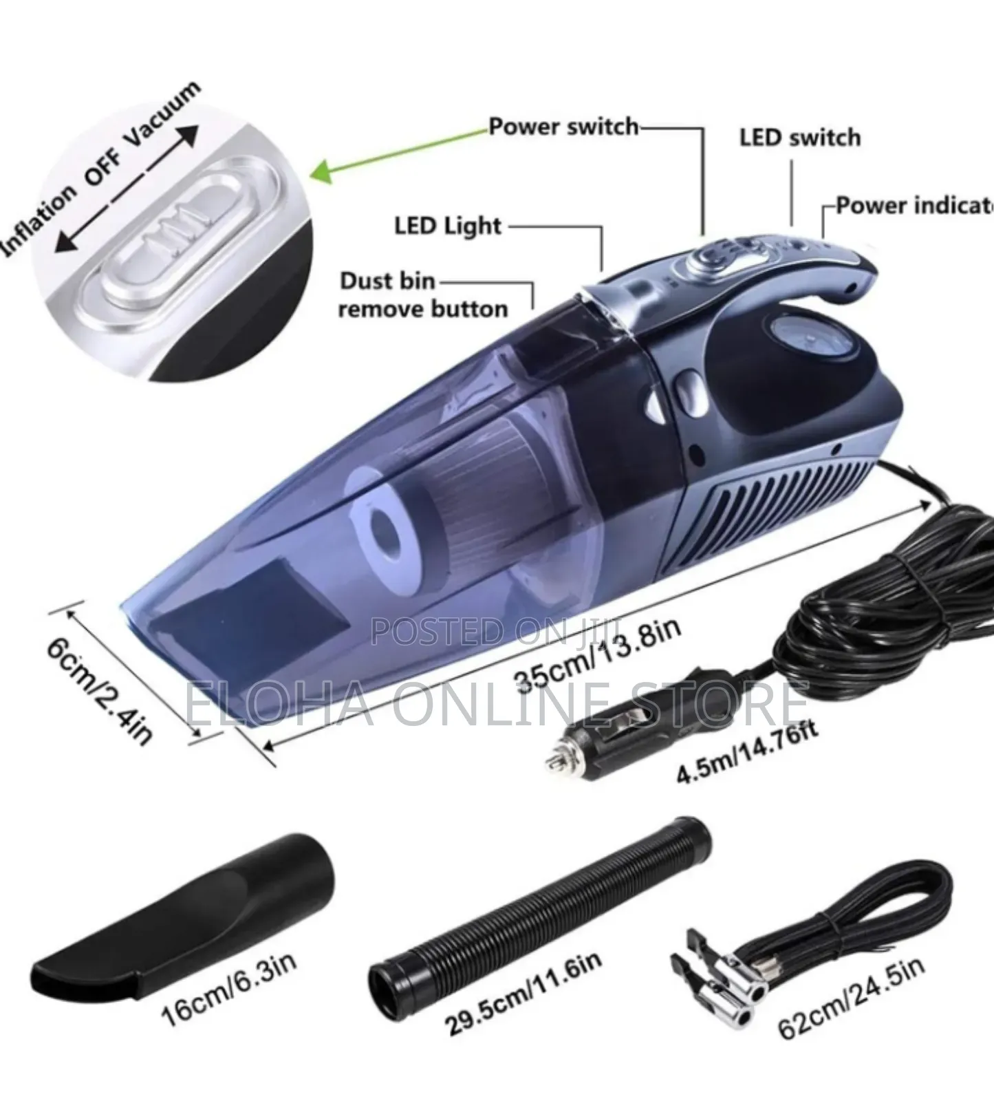 4in1 Multifunctional Car Vacuum Cleaner With Air Compressor,
