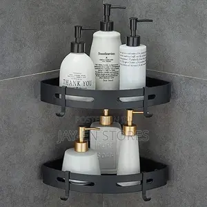 Black 2 Piece Corner Bathroom Organiser