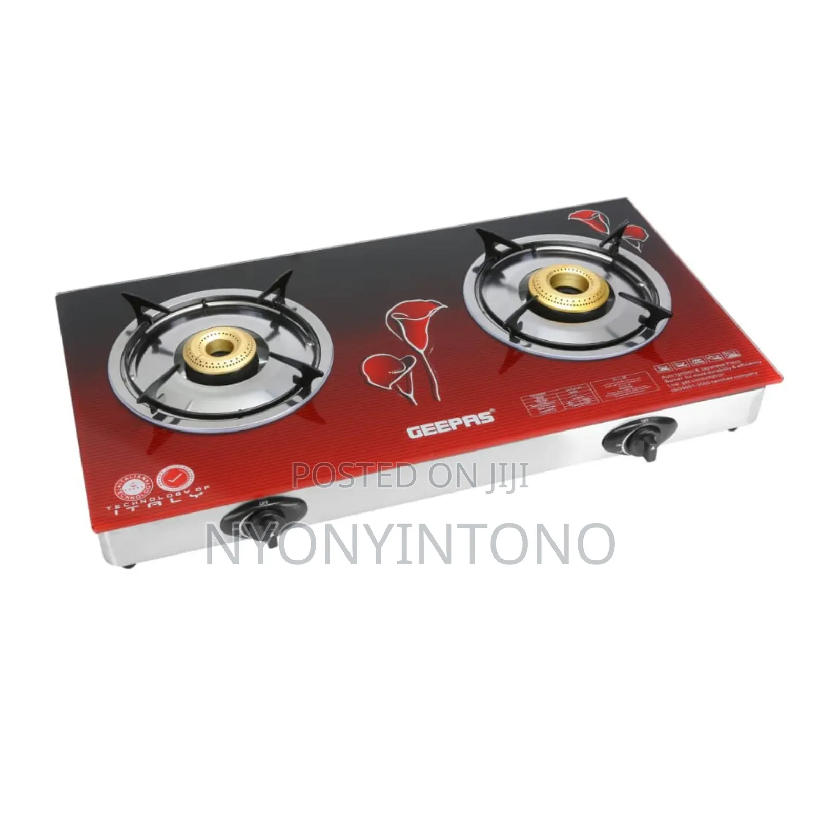 Geepas 2 Burner Automatic Gas Stove With Glass Top