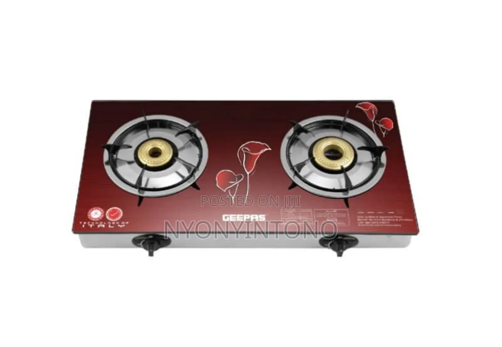 Geepas 2 Burner Automatic Gas Stove With Glass Top