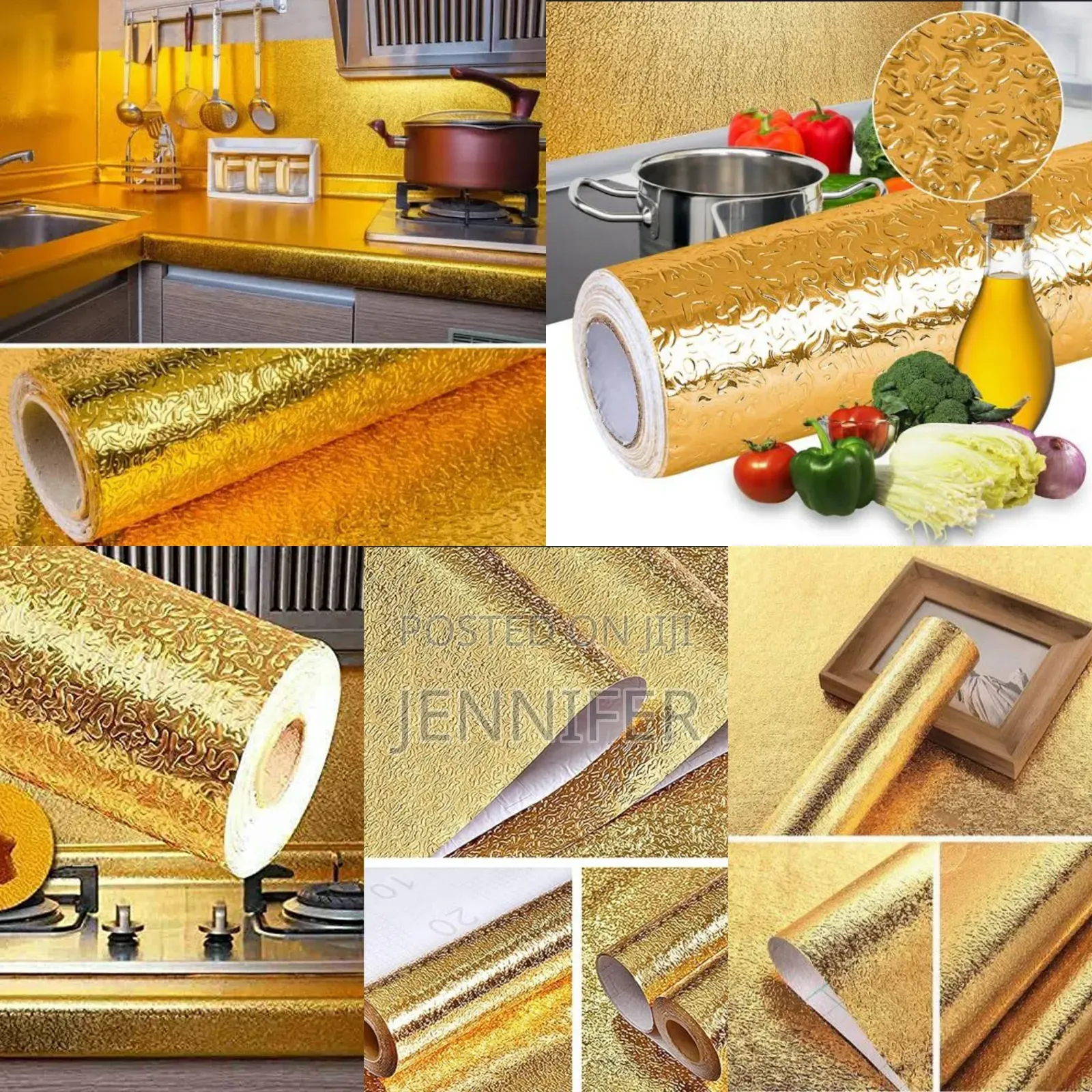 Golden Self Adhesive Kitchen Foil Wallpaper