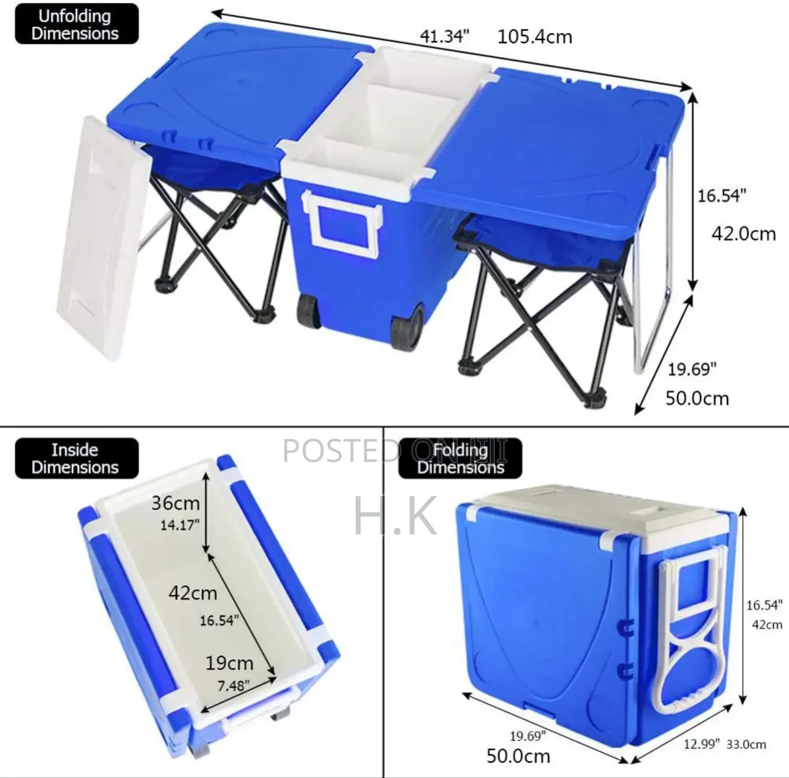 Portable Cooler Box With Attached Foldable Tables and Chairs