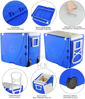 Portable Cooler Box With Attached Foldable Tables and Chairs
