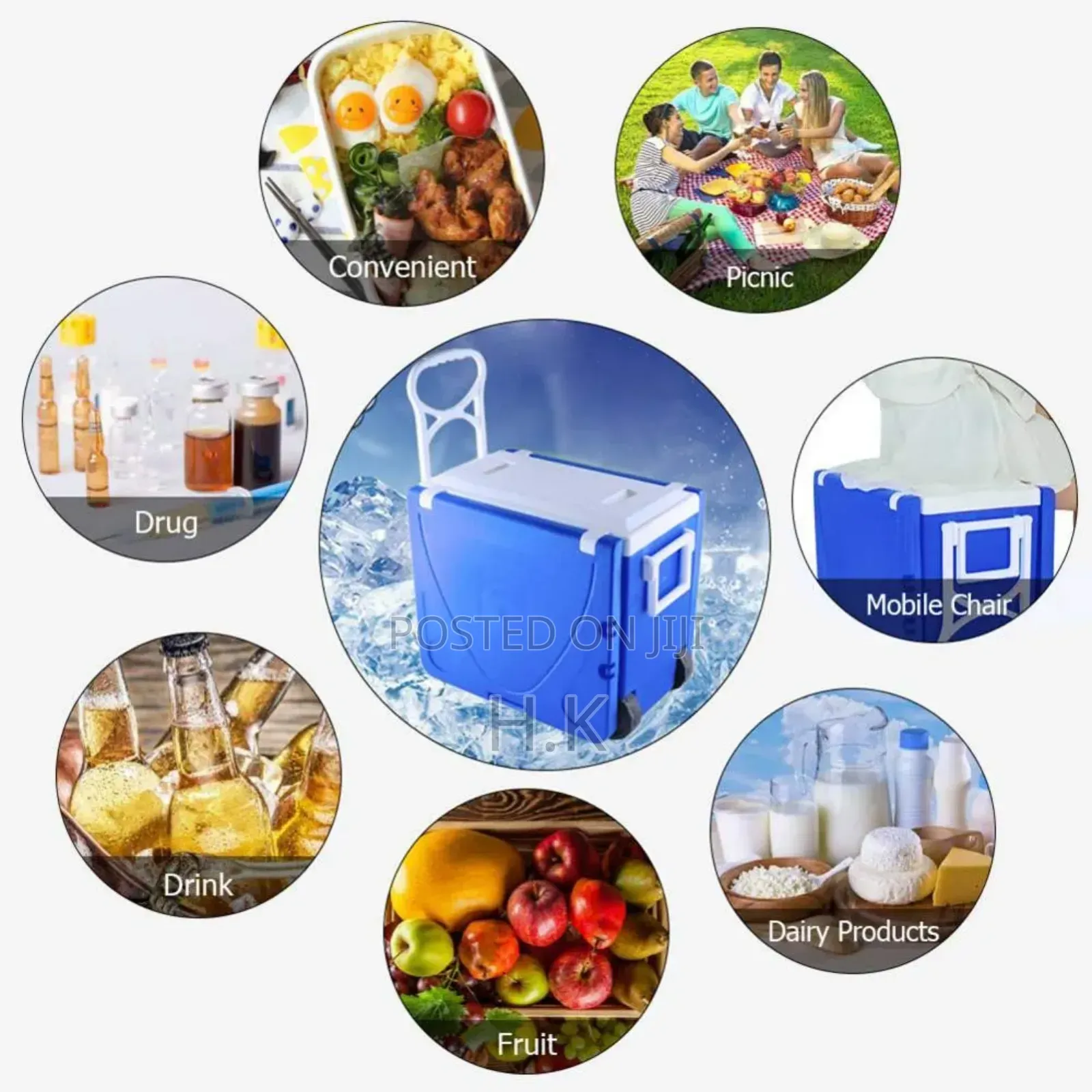 Portable Cooler Box With Attached Foldable Tables and Chairs