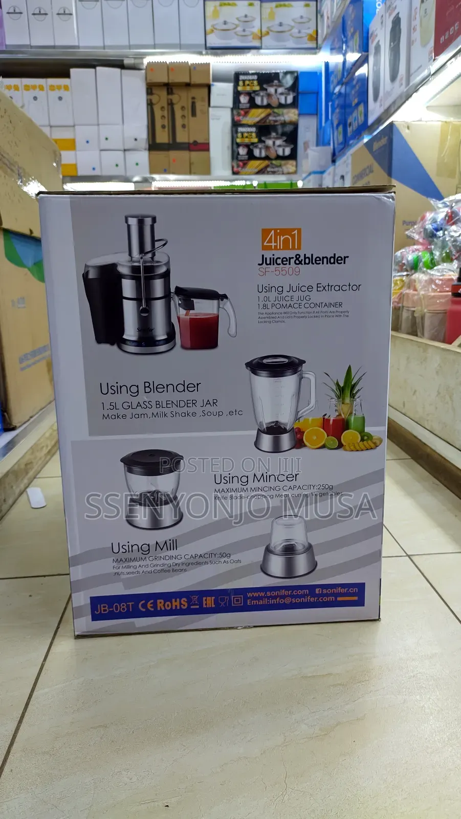 Sonifer 4-in-1 Juicer Blender Sf-5509 -800w Powerful Motor