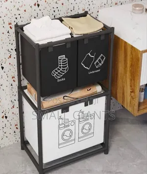 Foldable Multi Compartment Laundry Basket With Divider