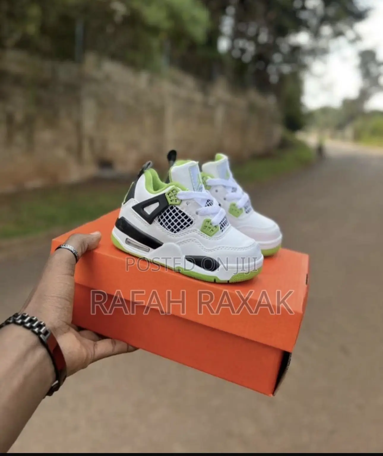 Original Kid’S Nike Air Jordan 4 White/Green Kid’S Sneakers