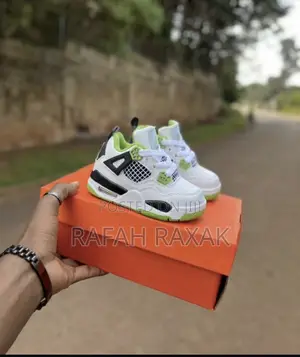 Photo - Original Kid’S Nike Air Jordan 4 White/Green Kid’S Sneakers