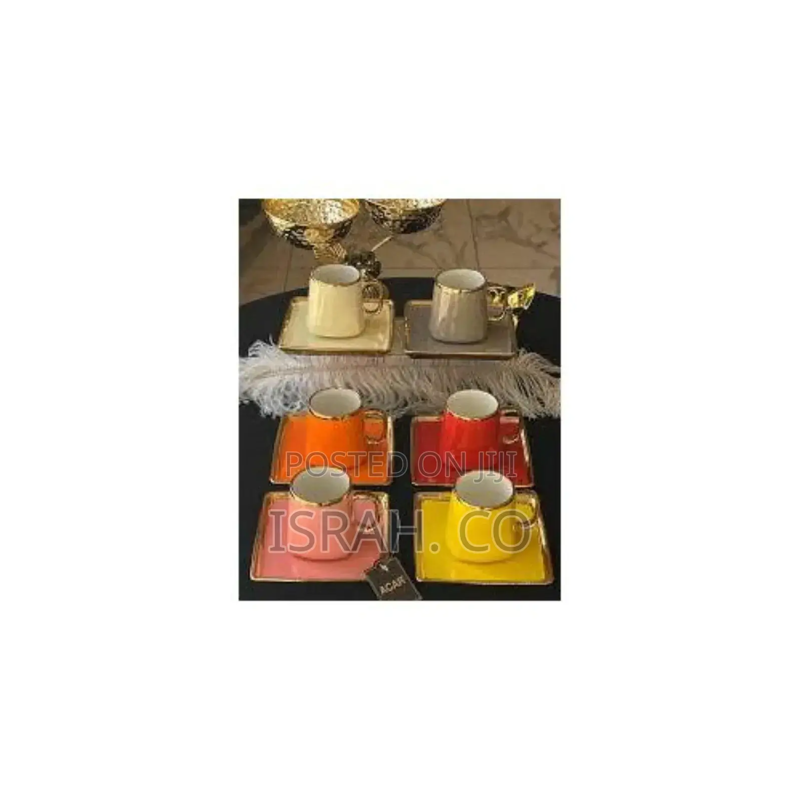 12 Piece Ceramic Coffee Mug With Saucer Set