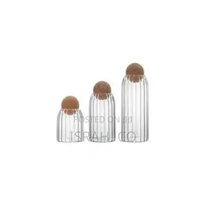 3 Pack Glass Cookie Jar With Airtight Seal Ballcork Wood Lid