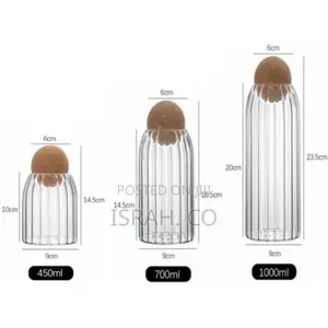 3 Pack Glass Cookie Jar With Airtight Seal Ballcork Wood Lid