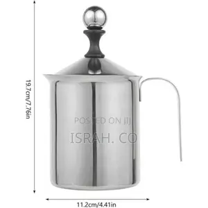 800ml Manual Milk Frother Stainless Steel Double-Layer