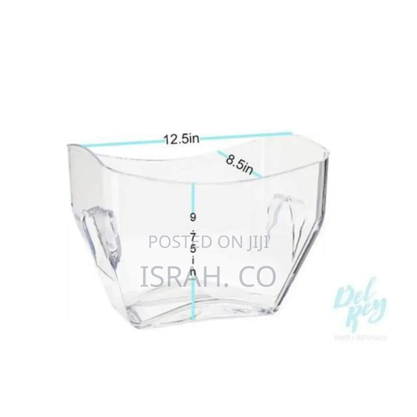 Acrylic Clear Beverage Ice Bucket Tub 12.5x 8.5 X 9.75 Inch