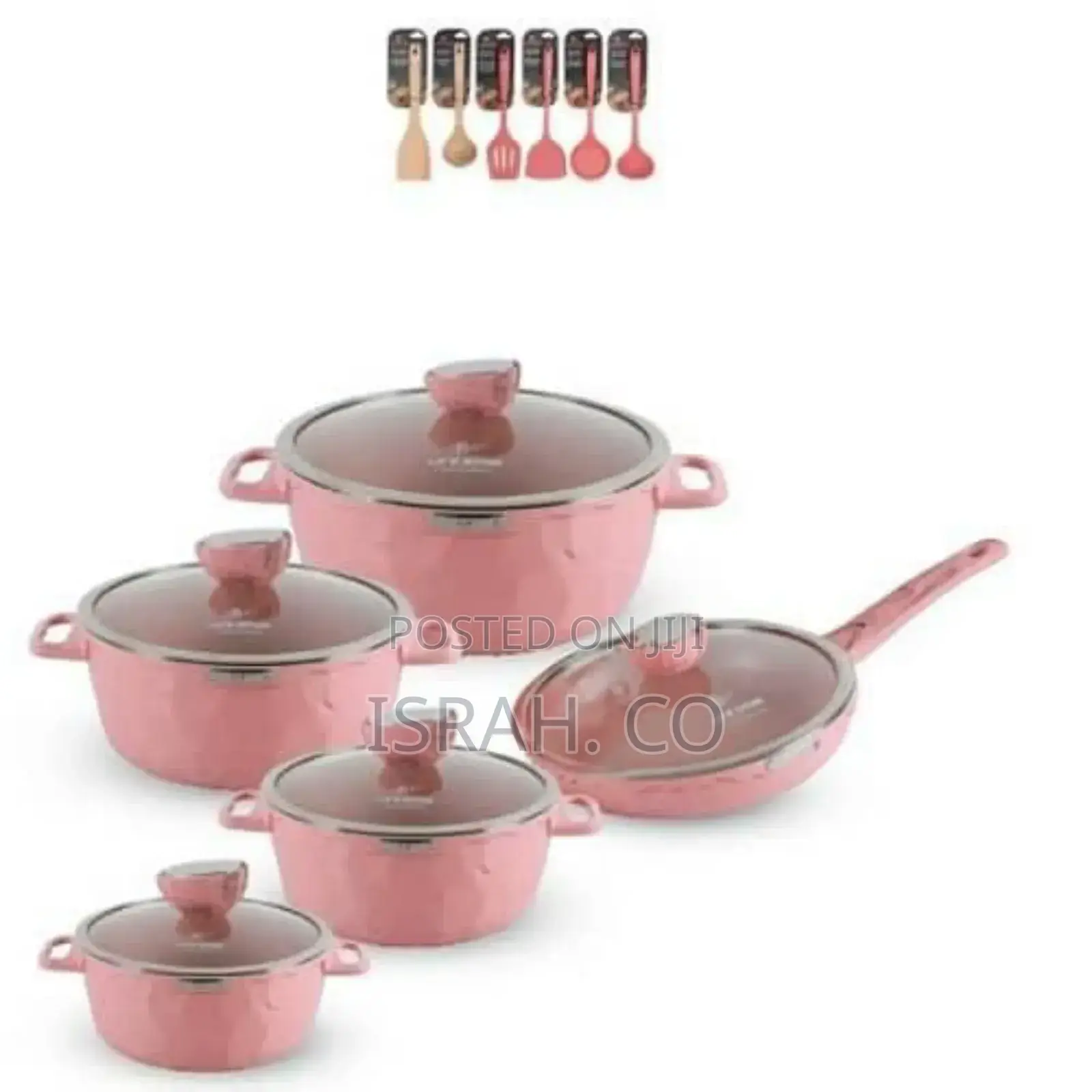 Aluminum Cooking Casserroles Saucepan Set Pink