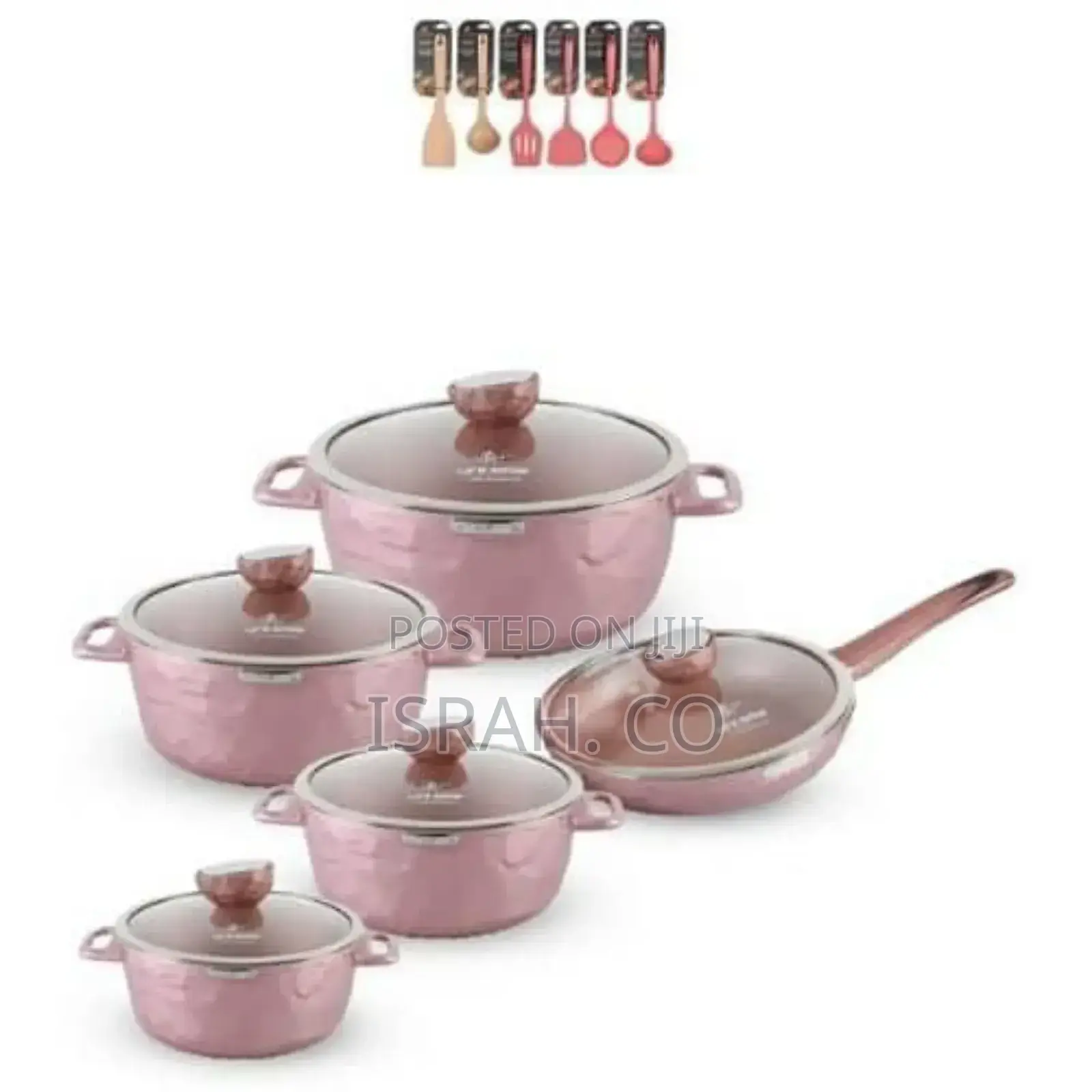 Aluminum Cooking Casserroles Saucepan Set Pink