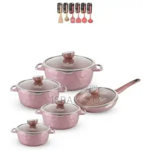 Aluminum Cooking Casserroles Saucepan Set Pink