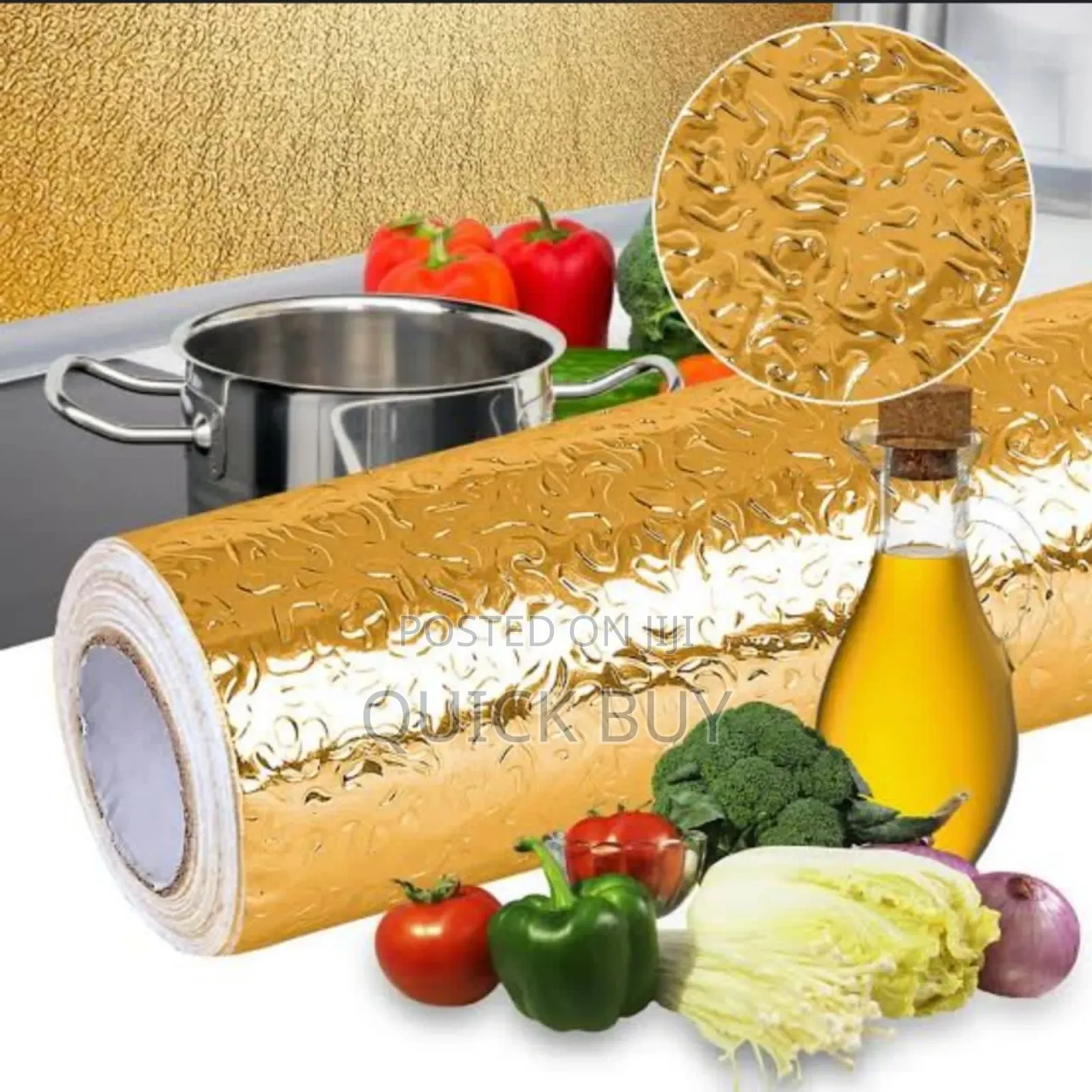 Golden Foil Kitchen Design Decor Wallpaper Sticker