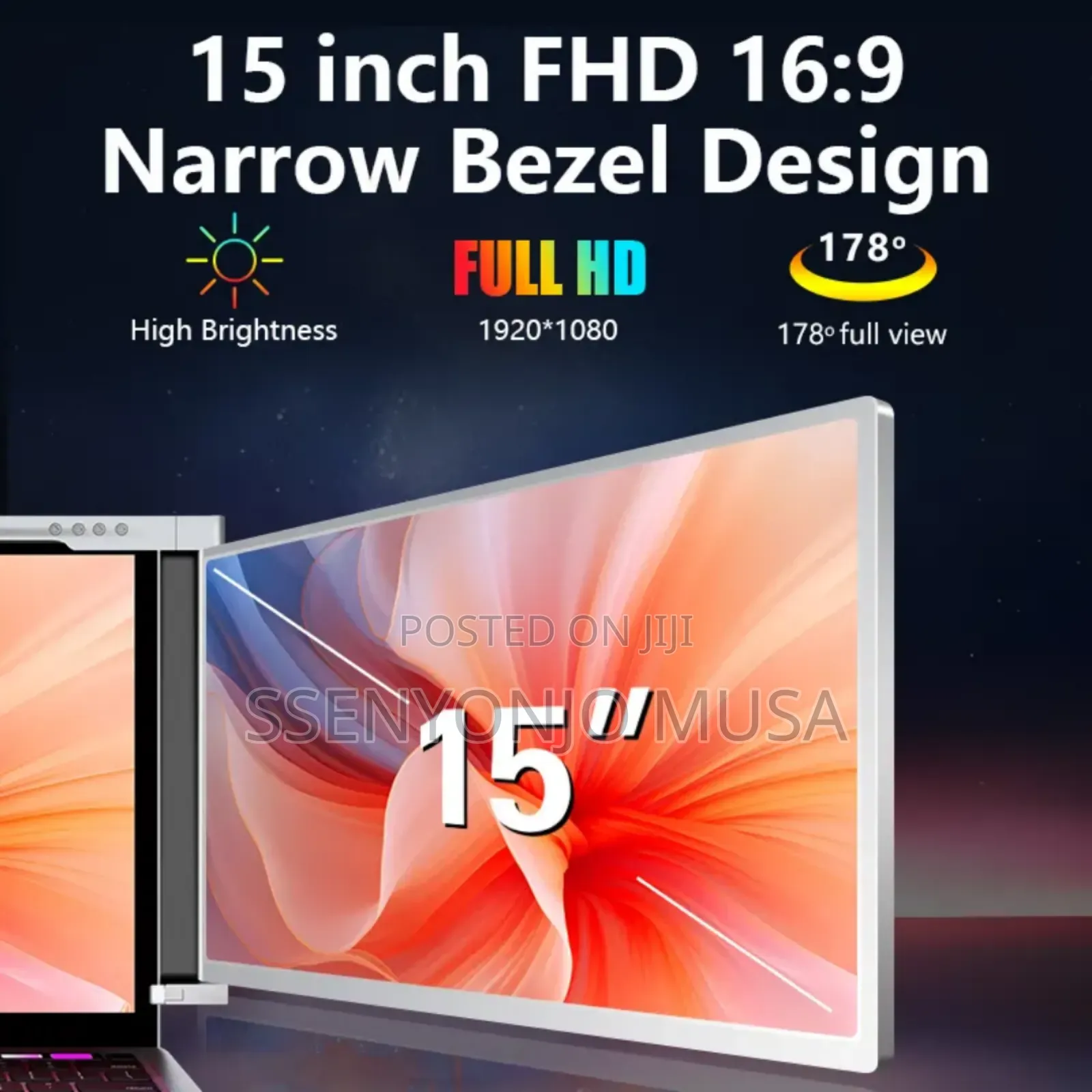 15 Inches Portable Triple-Screen Monitor for Laptops (15-17"