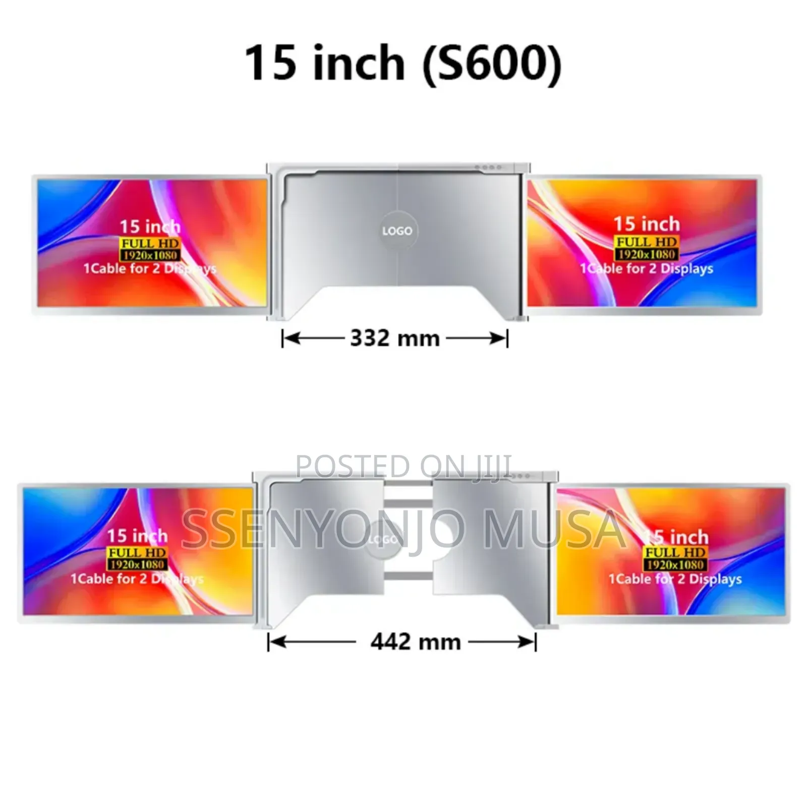 15 Inches Portable Triple-Screen Monitor for Laptops (15-17"