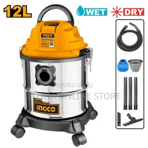 Ingco Vc12202 1000w 12l Vacuum Cleaner Silver Orange