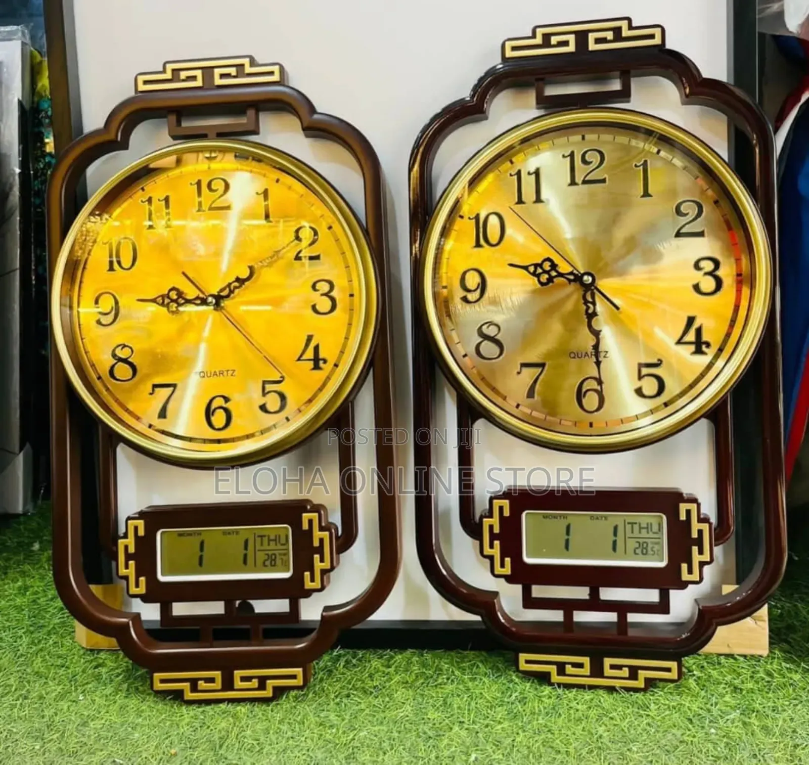 Goldcolor Dial With Digital Date and Month Display Wallclock