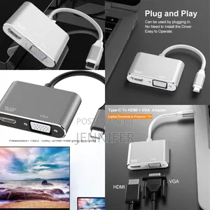 2 in 1 Usb 3.1 Type C to Vga Hdmi Video Converter