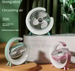 G-Shaped 7 Colorful Led Night Light Desktop Fan