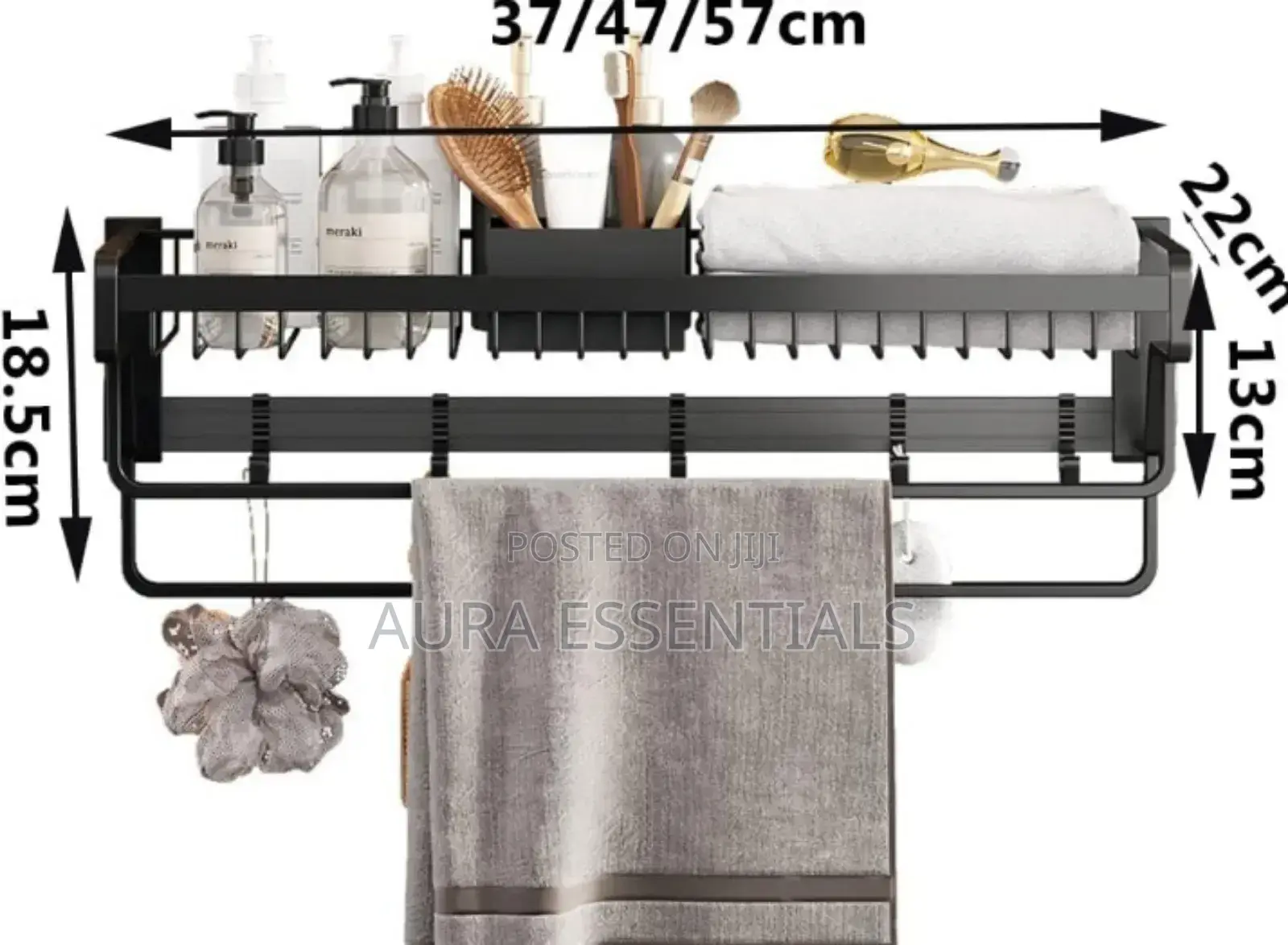 Aluminum Matte Black Wall Mountable Towel Rack