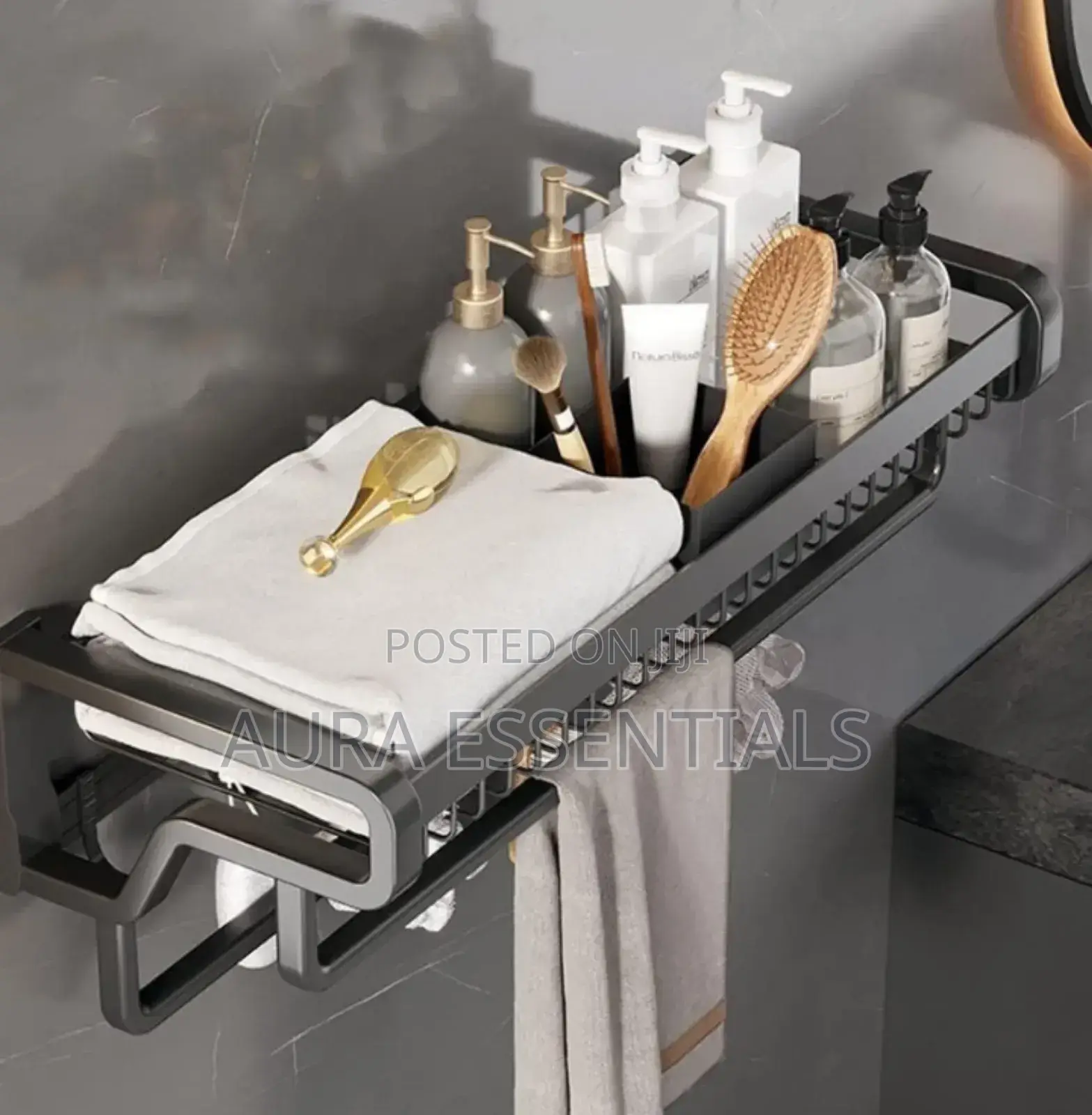 Aluminum Matte Black Wall Mountable Towel Rack