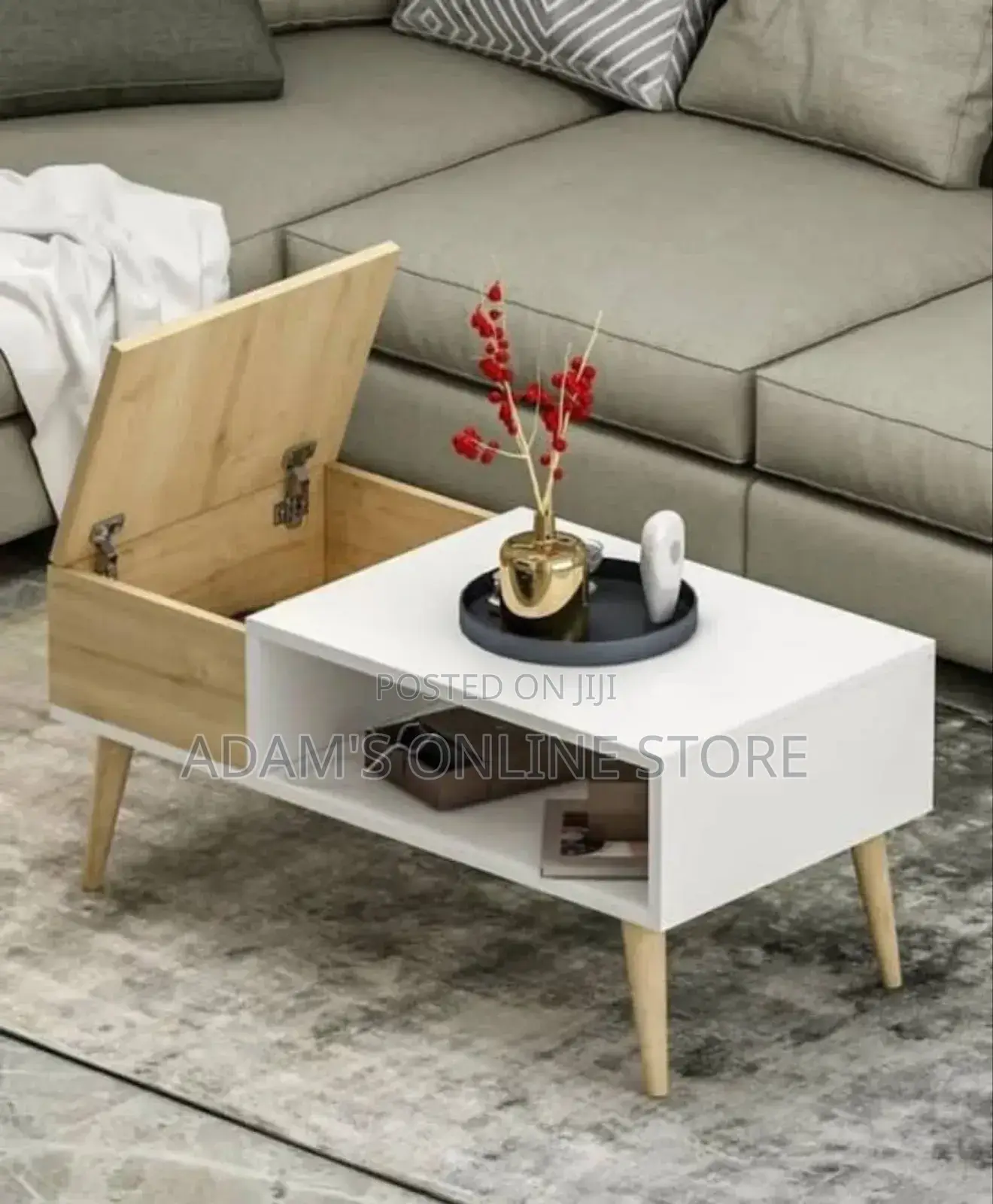 Certer Table White and Brown Yellowish Long Legs
