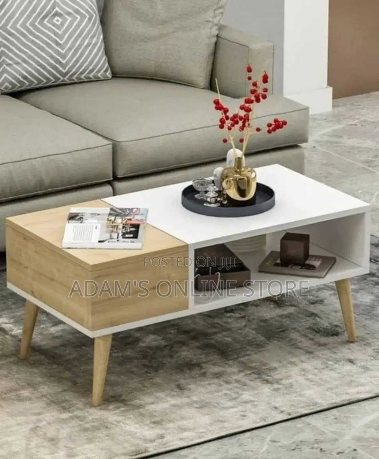 Certer Table White and Brown Yellowish Long Legs
