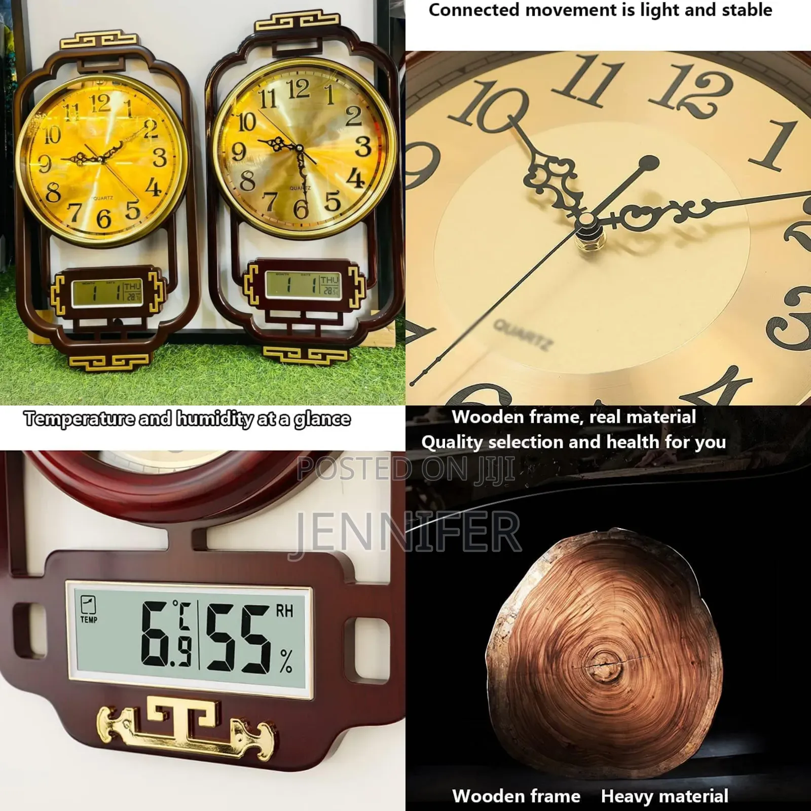 2 in 1 Digital and Analog Wooden Wall Clock