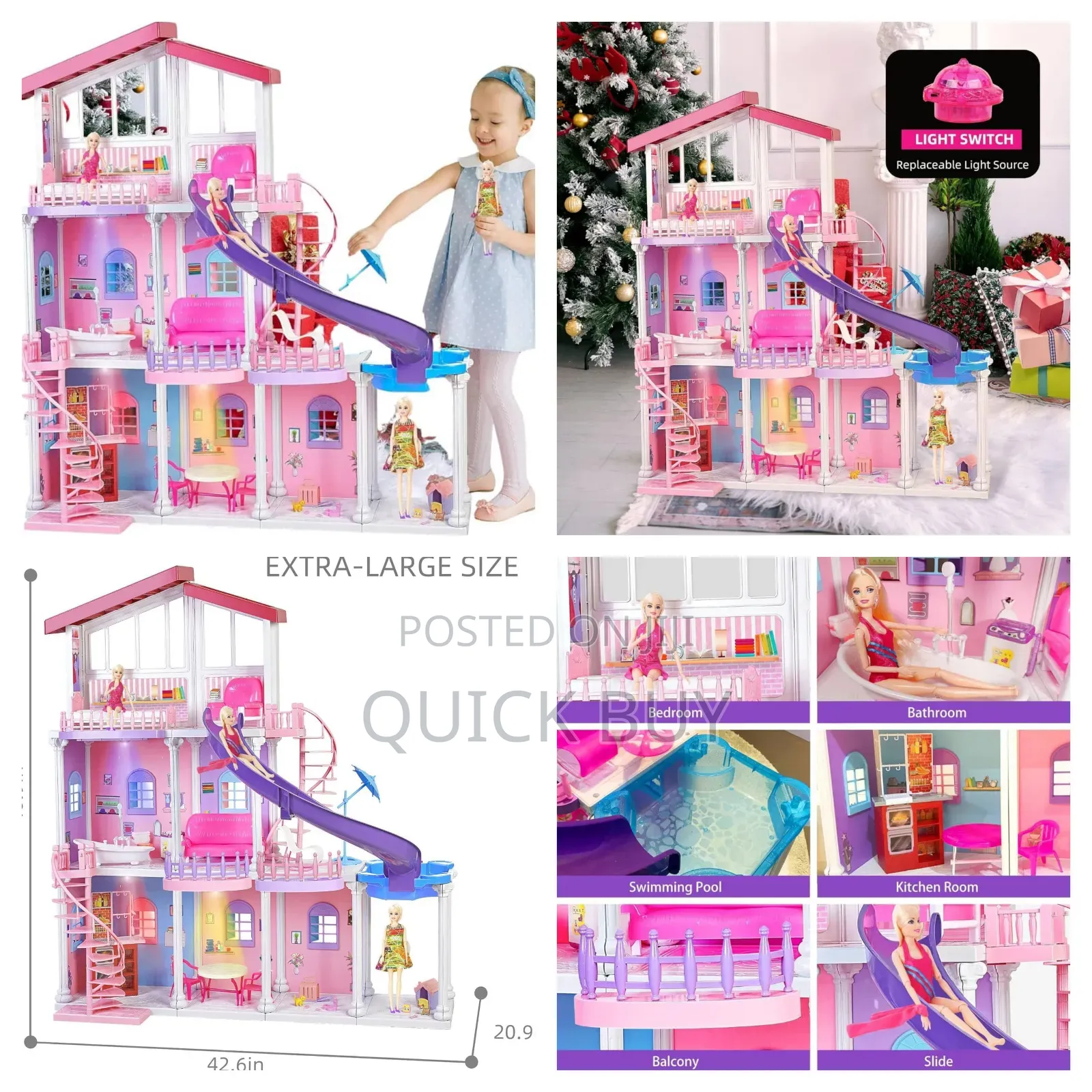 New Large Kids Barbie Dream House Play Toy