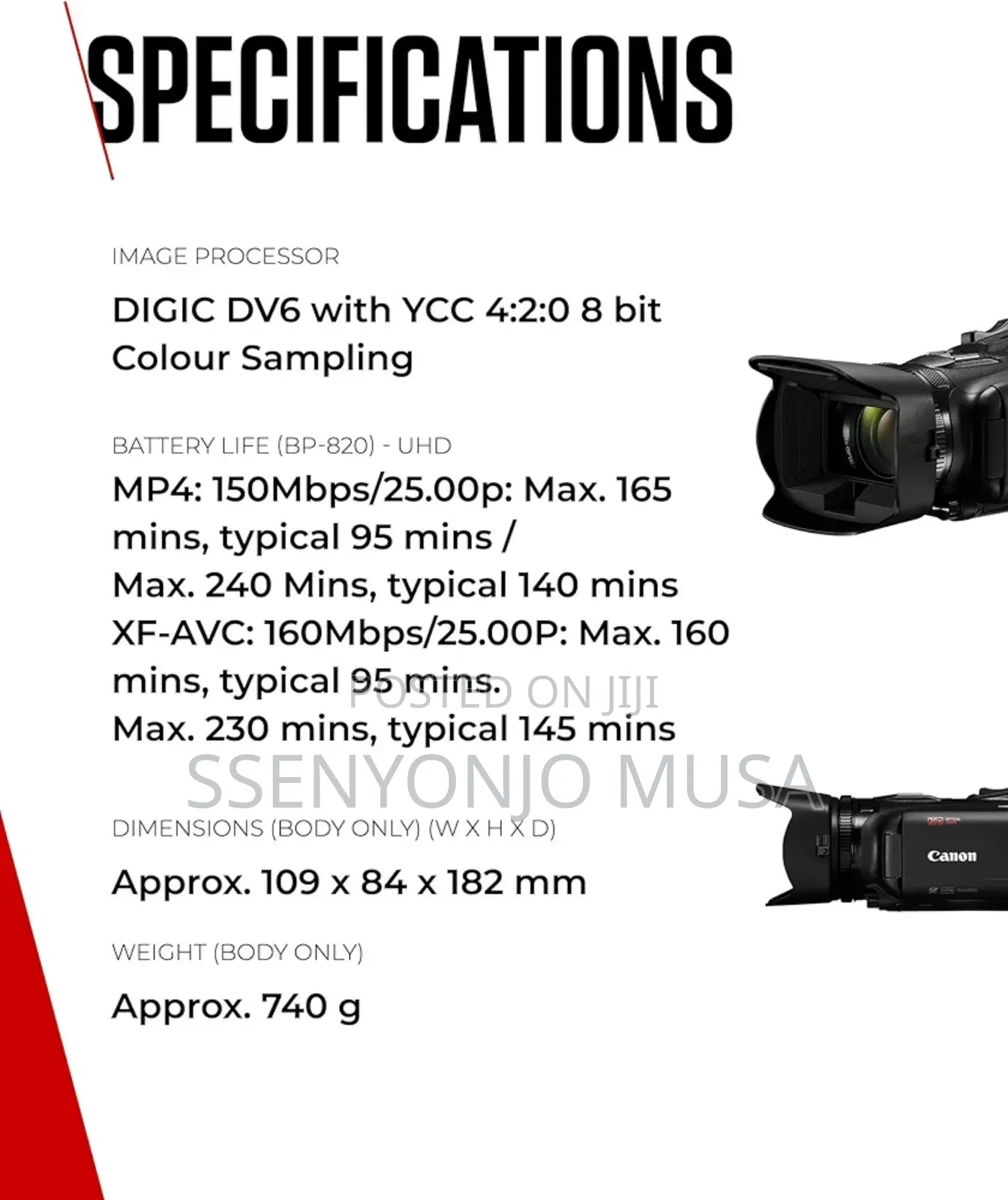 Canon Xa60 Pro Camcorder - Advanced Autofocus 5-Axis