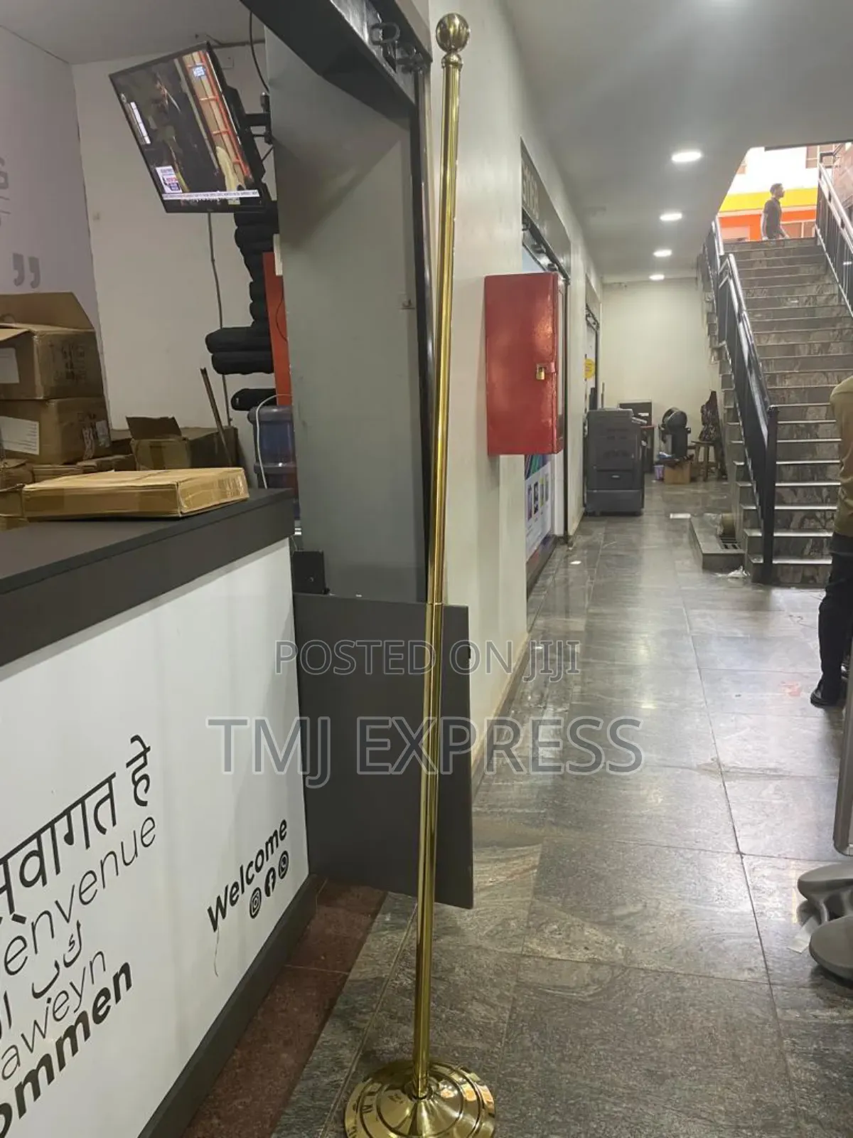Gold and Silver Office Flag Stands