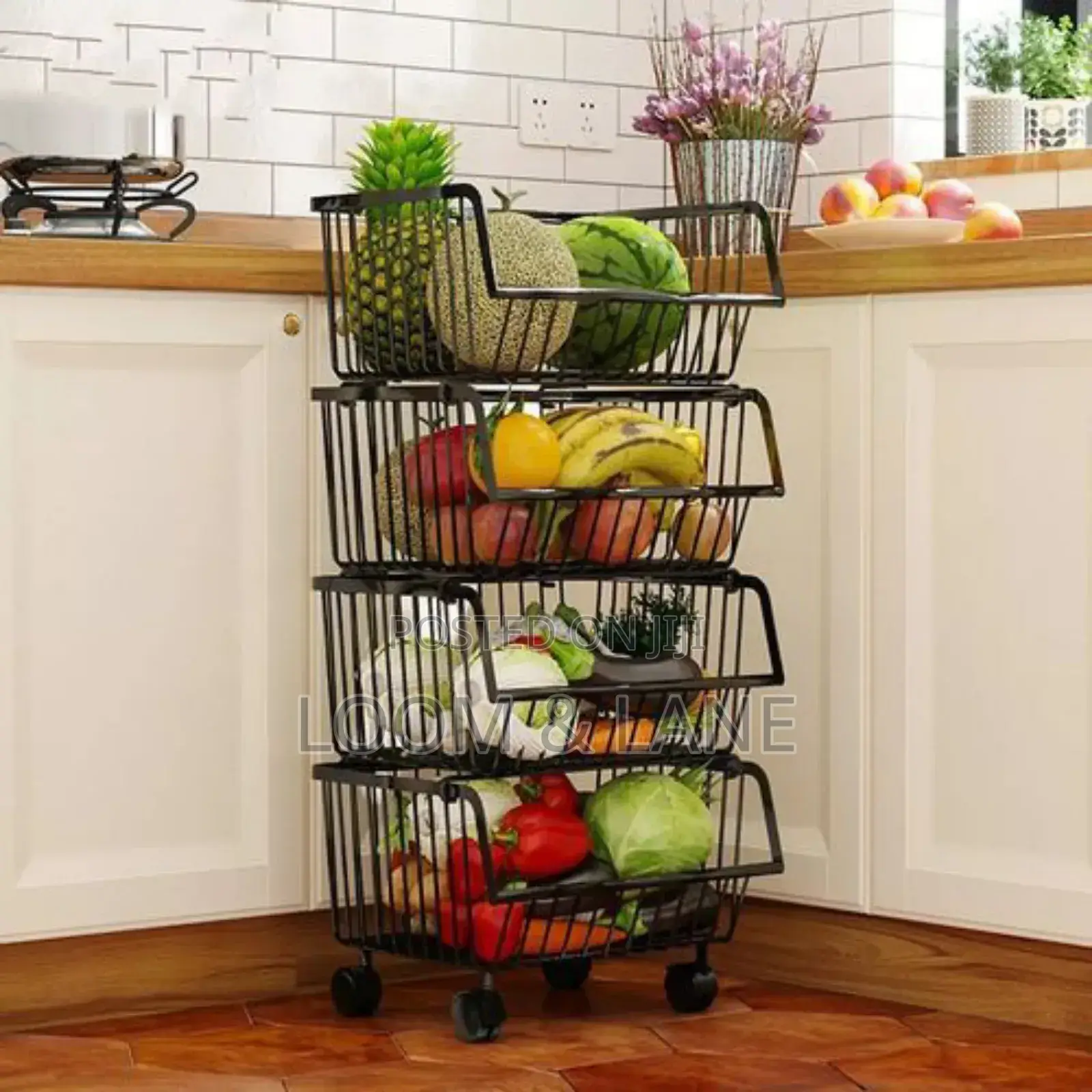 Metallic Pantry Storage Bin Rack