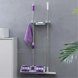 Wall Mount Mop Holder Brush Storage Rack Soap Dish Box