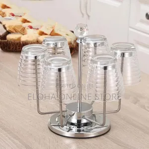 Rotating Stainless Steel 6 Glasses,Cups Holder Rack Stand