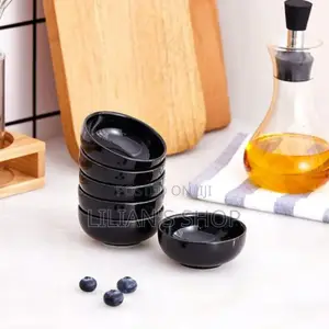 Ceramic Deep Soup Bowls 6 Set, Black Bowls Set