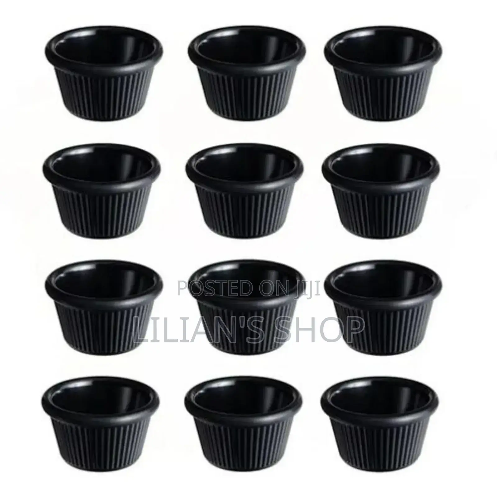 12 Pieces of Black Mini Ramekins Condiment Saucers