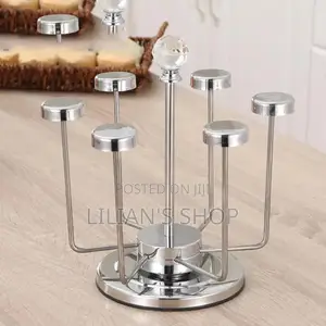 Rotating Stainless Steel 6 Glasses,Cups Holder Rack Stand
