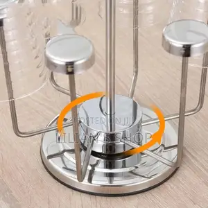 Rotating Stainless Steel 6 Glasses,Cups Holder Rack Stand