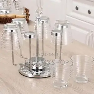 Rotating Stainless Steel 6 Glasses,Cups Holder Rack Stand