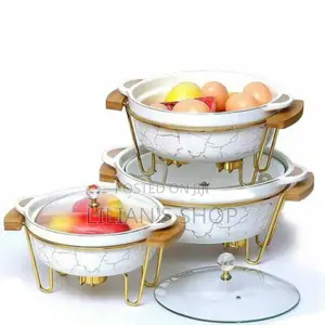 3pcs Ceramic Food Warmer Chafing Dish .