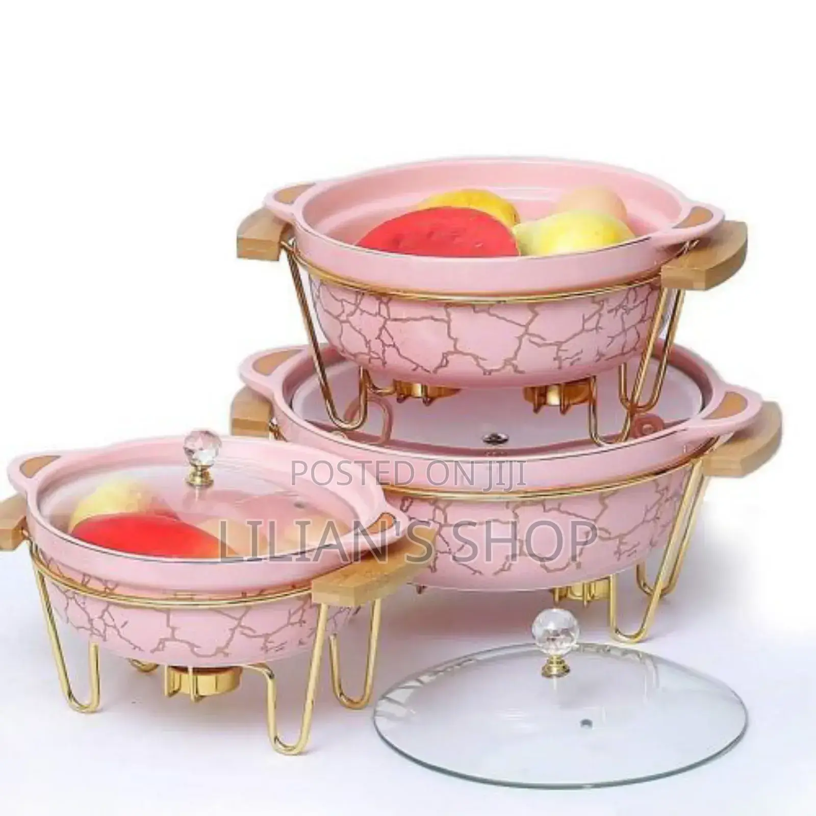 3pcs Ceramic Food Warmer Chafing Dish .