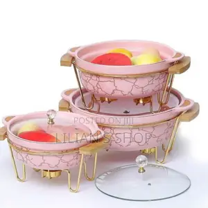 3pcs Ceramic Food Warmer Chafing Dish .