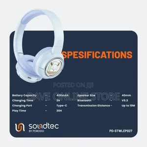 Porodo Soundtec Moose Wireless Kids Headphone, - Blue